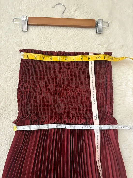 Lulus Damira Rust Satin Pleated Strapless Maxi Dress Size Medium Formal Wedding - Picture 8 of 11